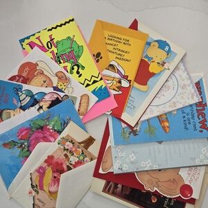 Bundle Of 12 Unused Greeting Cards, Most Vintage From 60's, 70's, 80's And 90's